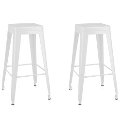 Tabourets de bar empilables lot de 2 blanc Métal