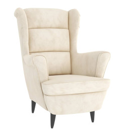 Fauteuil blanc crème velours