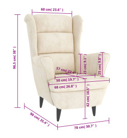 Fauteuil blanc crème velours