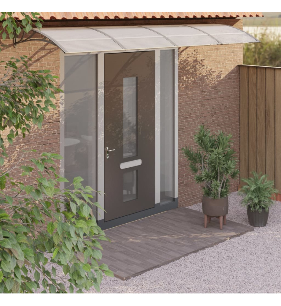 Auvent de porte Gris et transparent 350x80 cm Polycarbonate