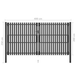 Portail de clôture de jardin Acier 4x2,5 m Anthracite