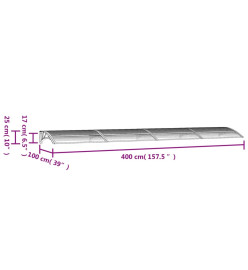 Auvent de porte Noir 400x100 cm Polycarbonate