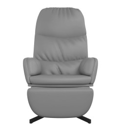 Chaise de relaxation avec tabouret Gris Similicuir