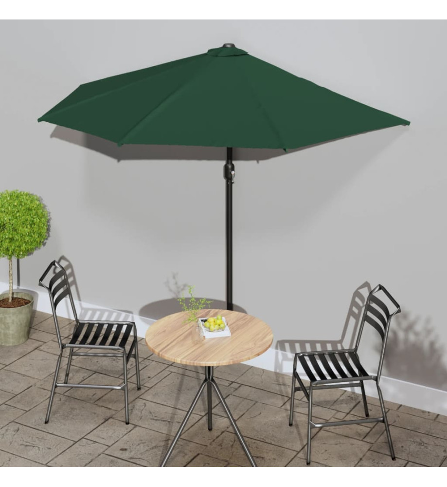 Parasol de balcon avec mât en aluminium Vert 270x144 cm Demi