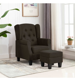 Fauteuil avec repose-pied Marron foncé Tissu