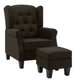 Fauteuil avec repose-pied Marron foncé Tissu