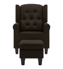 Fauteuil avec repose-pied Marron foncé Tissu