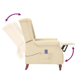 Fauteuil de massage inclinable Crème Tissu