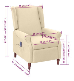 Fauteuil de massage inclinable Crème Tissu