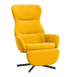 Chaise de relaxation avec repose-pied Jaune moutarde Velours