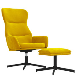 Chaise de relaxation avec tabouret Jaune moutarde Velours