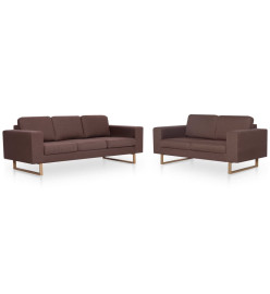 Ensemble de canapé 2 pcs Tissu Marron