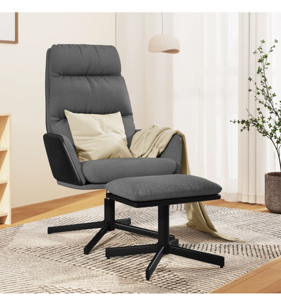 Chaise de relaxation avec tabouret Gris clair Tissu