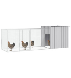 Cage pour poules Gris 300x91x100 cm Acier galvanisé