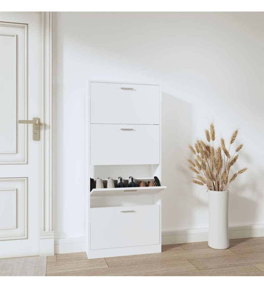 Armoire à chaussures Blanc 59x17x150 cm Bois d'ingénierie