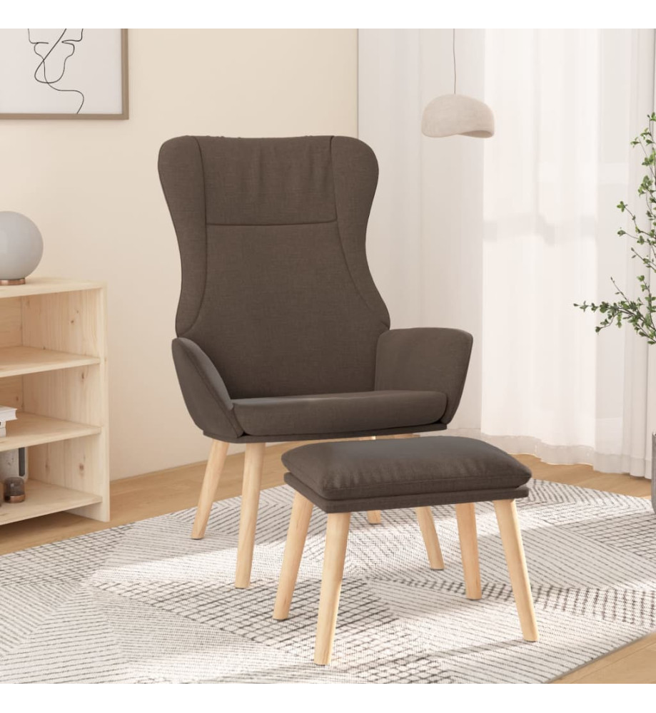 Chaise de relaxation avec repose-pied Taupe Tissu