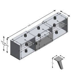 FMD Meuble TV 153,5x31,7x52 cm noir