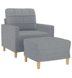 Fauteuil avec repose-pied Gris clair 60 cm Tissu