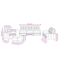 Ensemble de canapés 4 pcs avec coussins Gris foncé Tissu