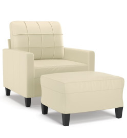 Fauteuil avec repose-pied Crème 60 cm Similicuir