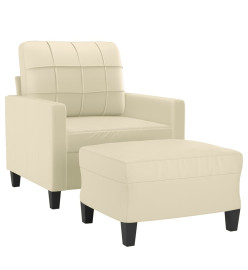 Fauteuil avec repose-pied Crème 60 cm Similicuir