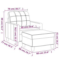 Fauteuil avec repose-pied Crème 60 cm Similicuir