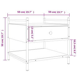 Table basse chêne fumé 50x50x50 cm bois d'ingénierie