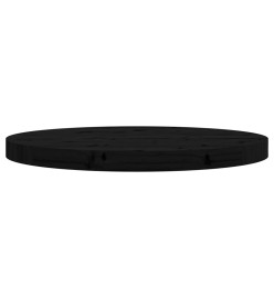 Dessus de table rond noir Ø50x3 cm bois de pin massif