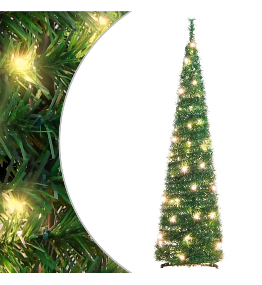 Sapin de Noël artificiel escamotable 50 LED vert 120 cm