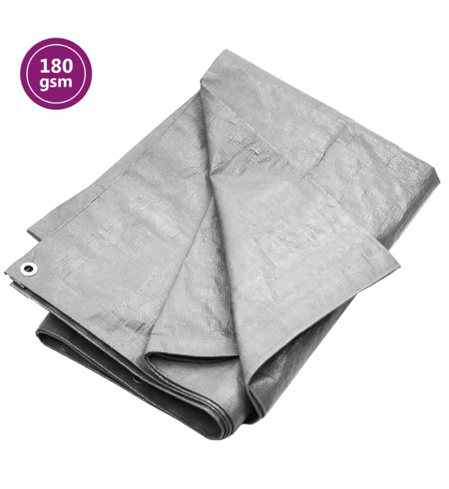 Bâche 180 g/m² 4x4 m Gris PEHD