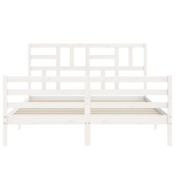 Cadre de lit avec tête de lit blanc 160x200 cm bois massif