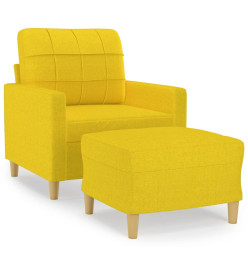 Fauteuil avec repose-pied Jaune clair 60 cm Tissu