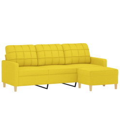 Canapé à 3 places avec repose-pieds Jaune clair 180 cm Tissu