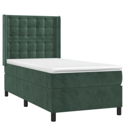 Sommier tapissier et matelas et LED Vert foncé 90x190cm Velours