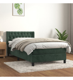 Lit à sommier tapissier avec matelas Vert foncé 90x190 cm