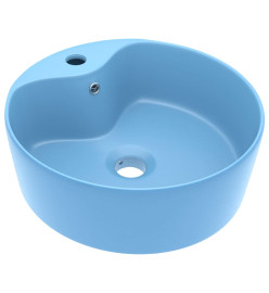 Lavabo de luxe avec trop-plein Bleu clair mat 36x13cm Céramique