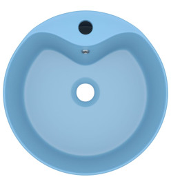 Lavabo de luxe avec trop-plein Bleu clair mat 36x13cm Céramique