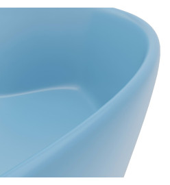 Lavabo de luxe avec trop-plein Bleu clair mat 36x13cm Céramique