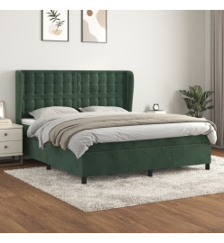 Lit à sommier tapissier et matelas Vert foncé 180x200cm Velours