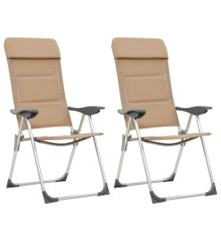 Chaises de camping 2 pcs Crème 58x69x111 cm Aluminium