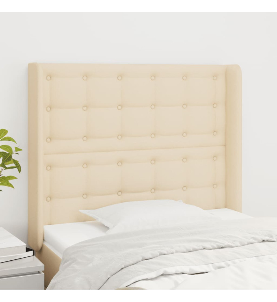 Tête de lit avec oreilles Crème 83x16x118/128 cm Tissu Tête de lit avec oreilles Crème 83x16x118/128 cm Tissu