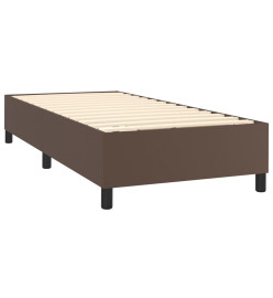 Sommier tapissier et matelas et LED Marron 90x200 cm Similicuir