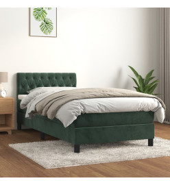 Lit à sommier tapissier avec matelas Vert foncé 90x190 cm