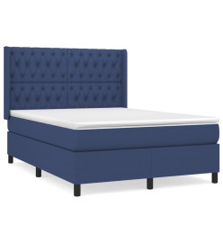 Lit à sommier tapissier avec matelas Bleu 140x190 cm Tissu