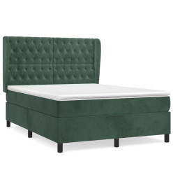 Lit à sommier tapissier et matelas Vert foncé 140x190cm Velours
