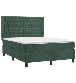 Lit à sommier tapissier et matelas Vert foncé 140x190cm Velours