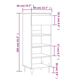 Armoire à chaussures Chêne fumé 40x36x105 cm Bois d'ingénierie