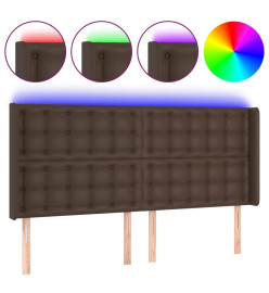 Tête de lit à LED Marron 147x16x118/128 cm Similicuir
