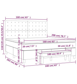 Lit à sommier tapissier avec matelas Crème 160x200cm Similicuir