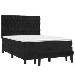 Lit à sommier tapissier avec matelas Noir 140x200 cm Velours
